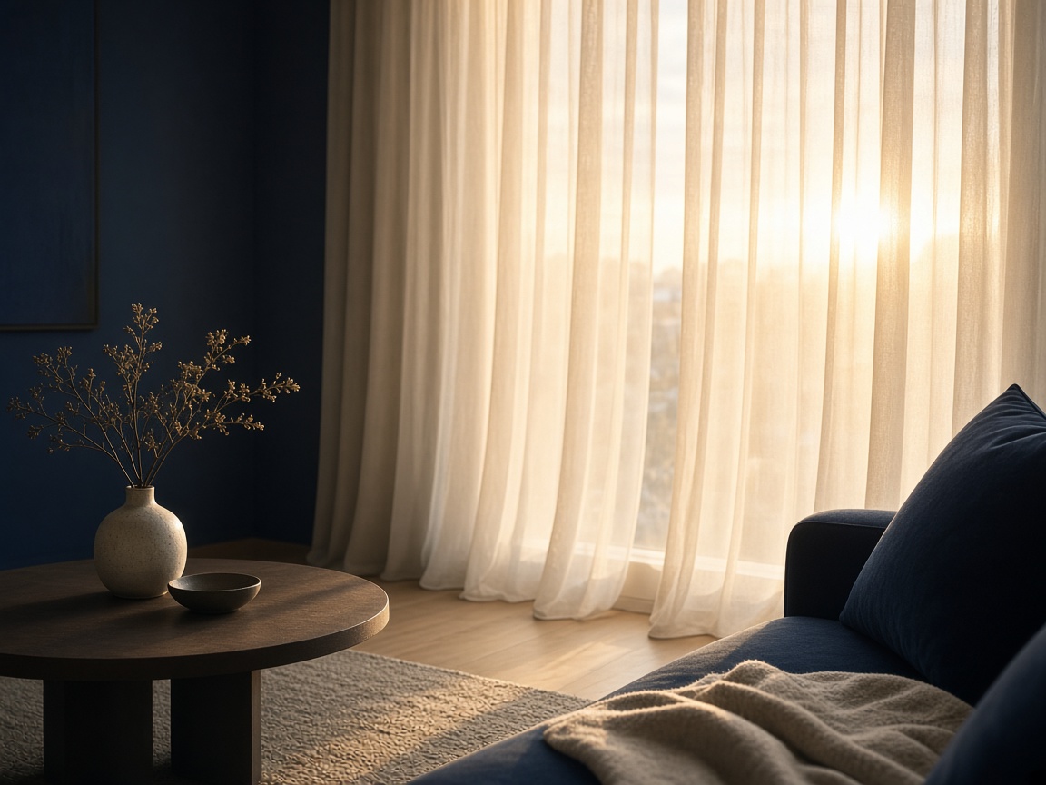 Soft light through curtains suggesting clarity and wellbeing